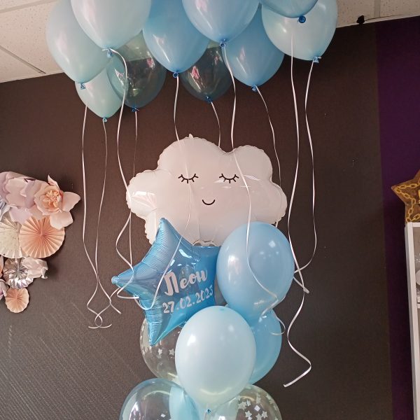 Композиция из гелиевых шаров на выписку из роддома