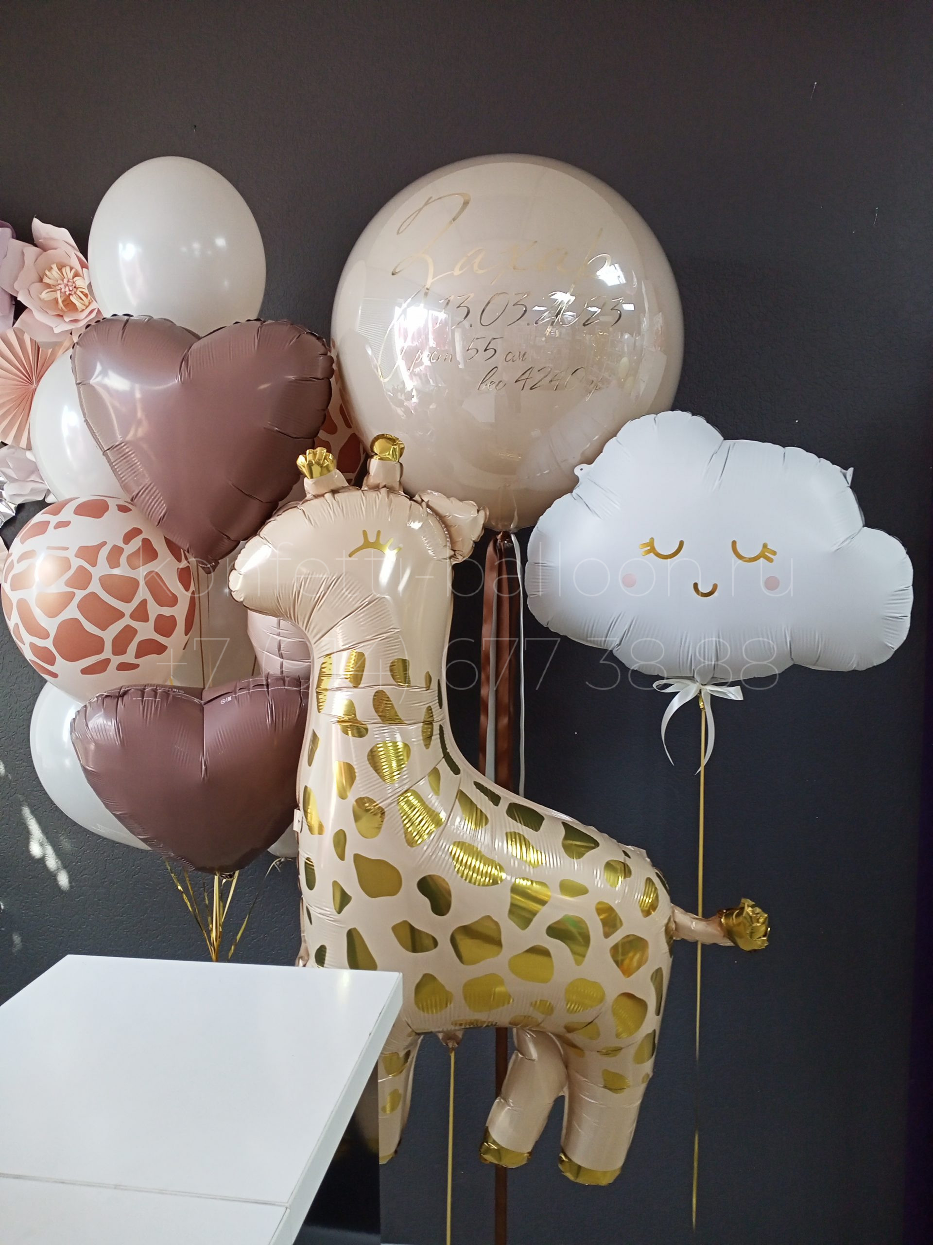 Композиция из гелиевых шаров на выписку из роддома