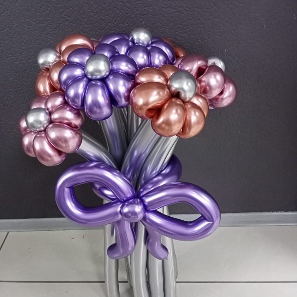 Букет ромашек из шаров хром, 9 штук