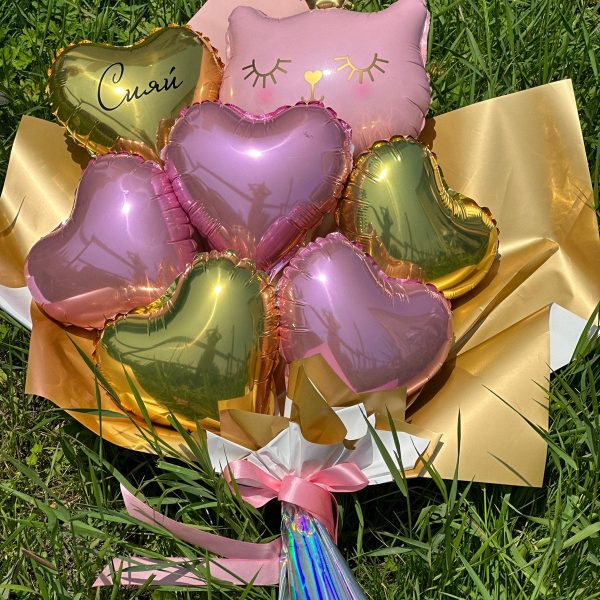 Крафтовый букет из шаров, S, Кошка принцесса