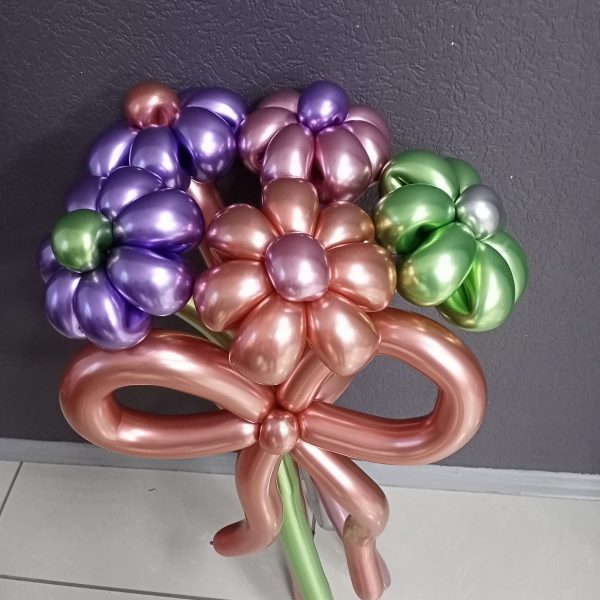 Букет ромашек из шаров хром, 5 штук