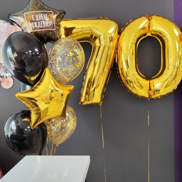 Композиция из гелиевых шаров на юбилей