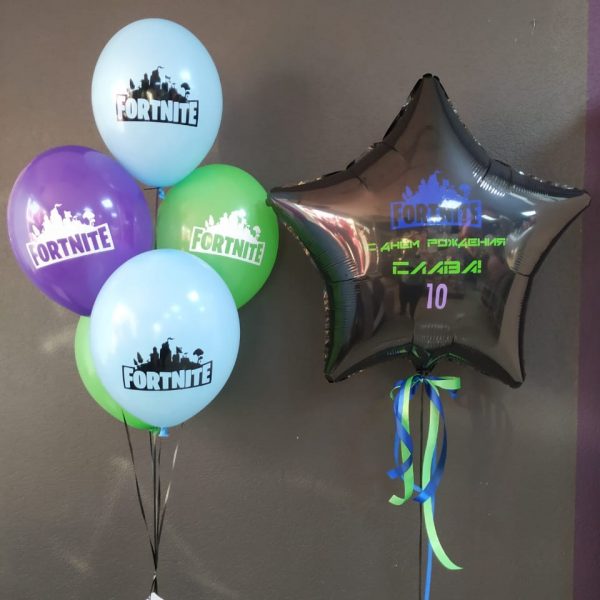 Композиция из гелиевых шаров Fortnite для мальчика