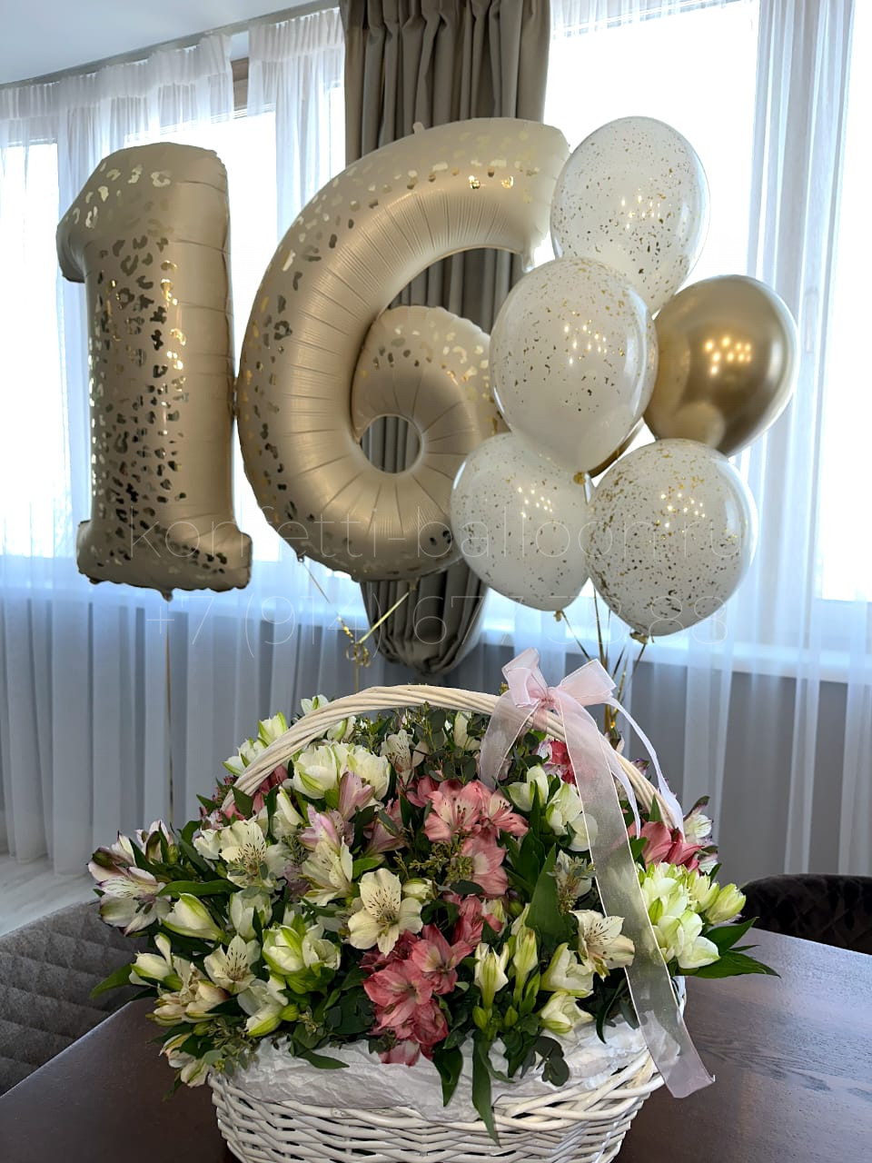 Композиция из гелиевых шаров на 16 лет для девочки — изображение 2