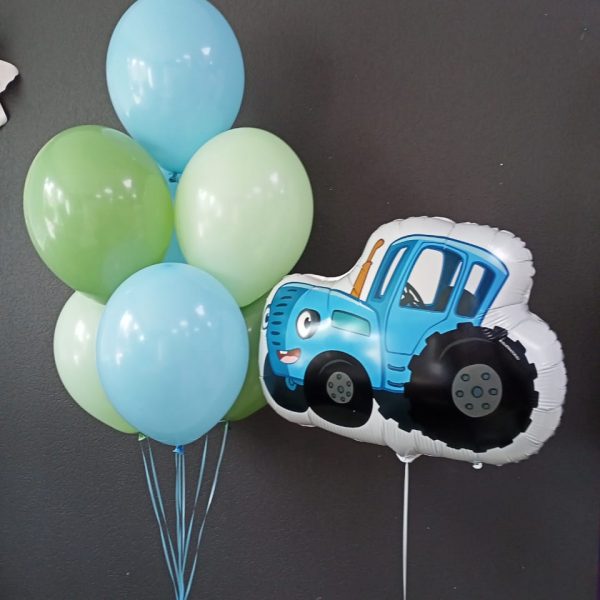 Композиция из гелиевых шаров Синий трактор для мальчика