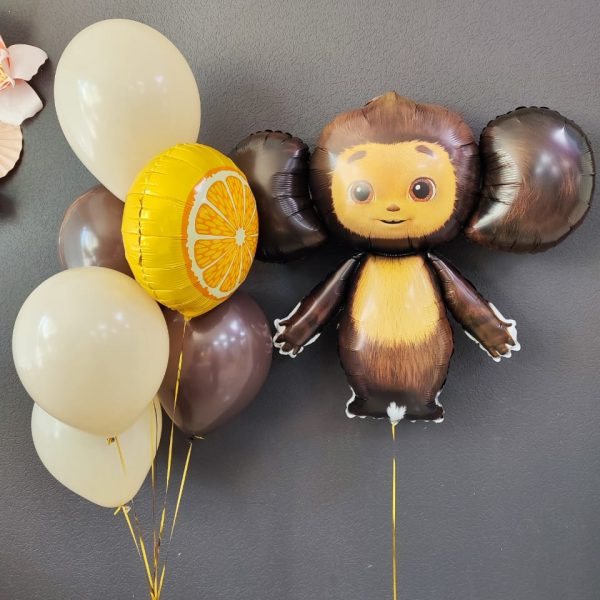 Композиция из гелиевых шаров с Чебурашкой