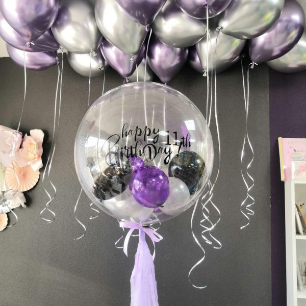 Композиция из гелиевых шаров с шаром Bubbles на 11 лет