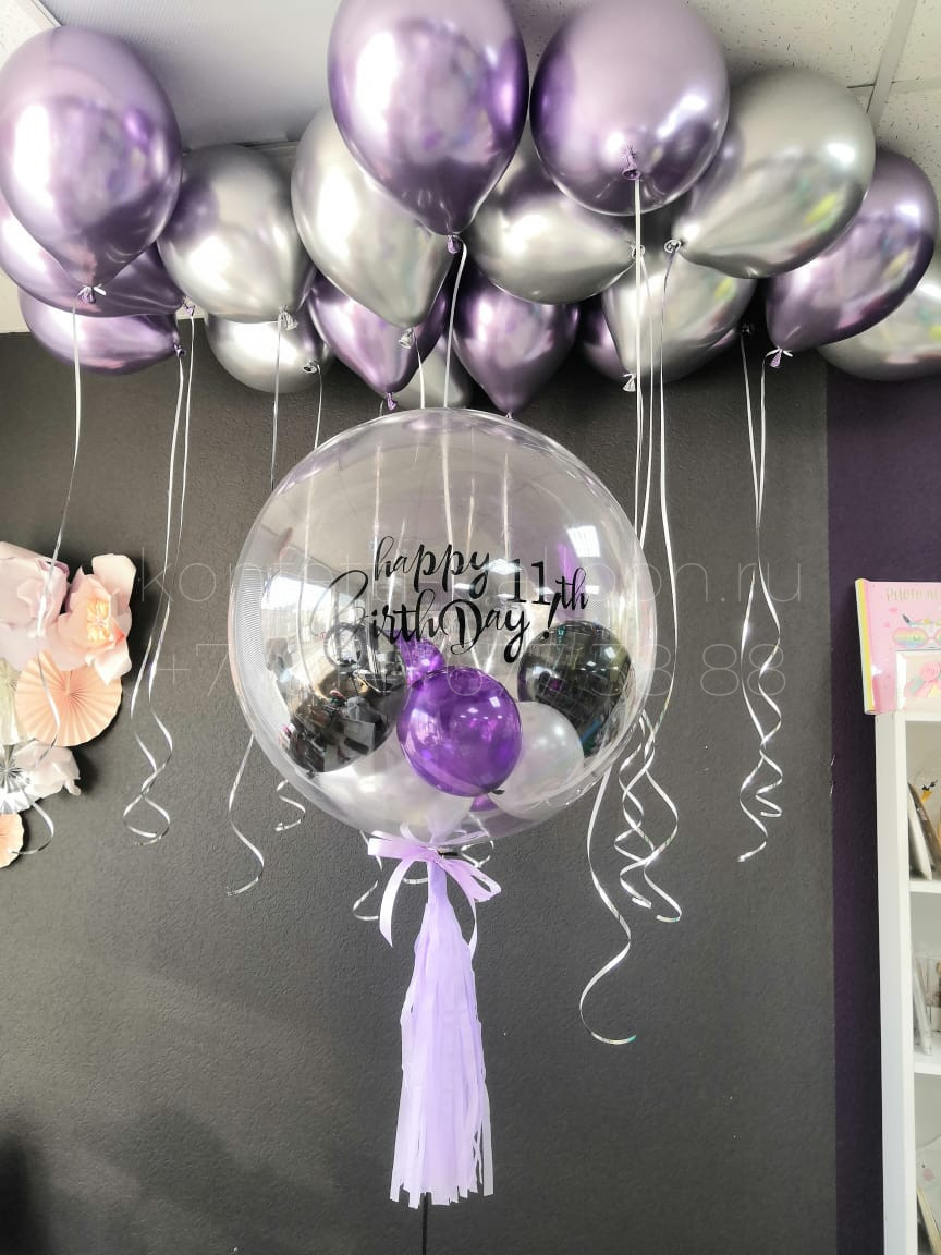 Композиция из гелиевых шаров с шаром Bubbles на 11 лет