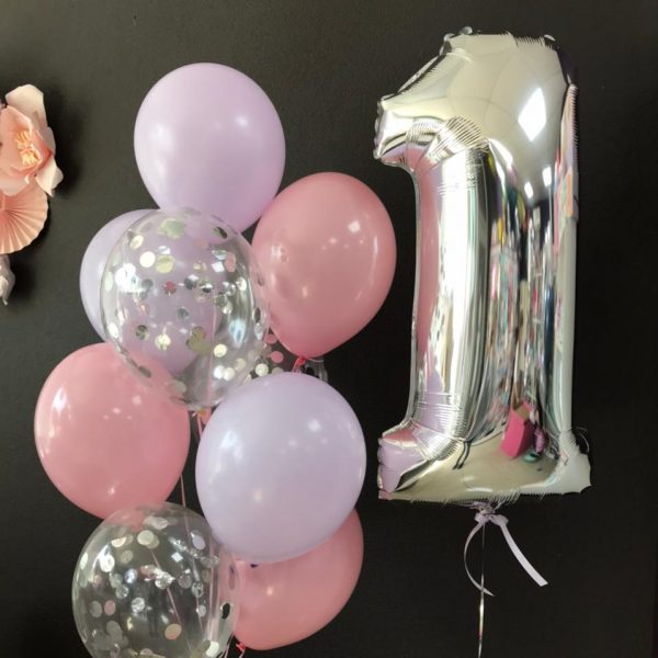 Композиция из гелиевых шаров на 1 годик
