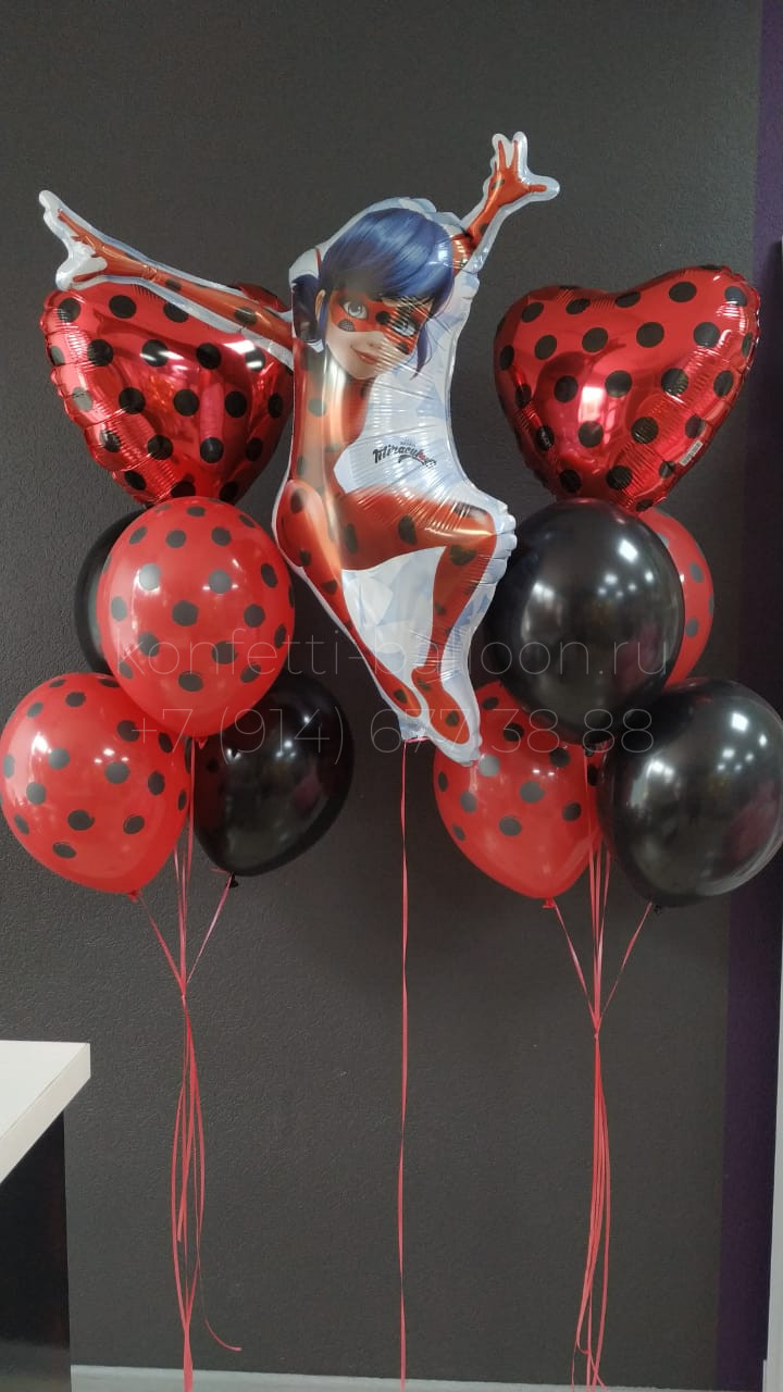 Композиция из гелиевых шаров Леди Баг