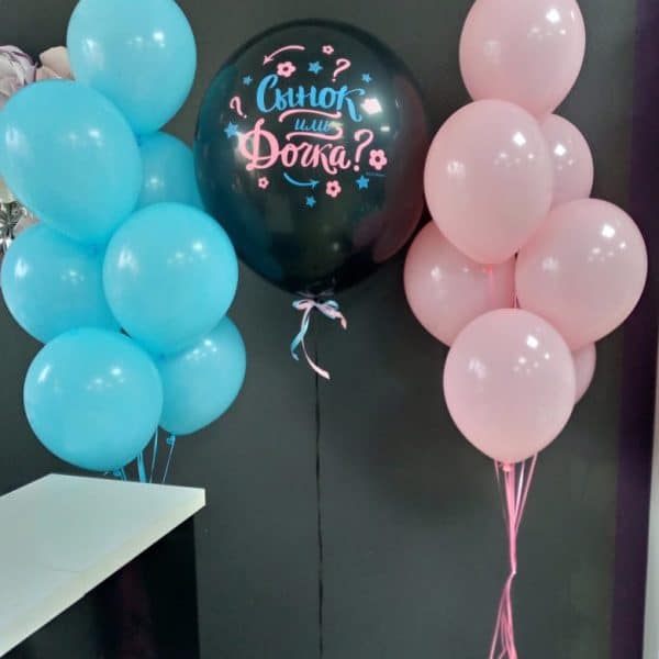 Композиция из гелиевых шаров с шаром гигантом на определение пола