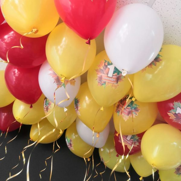 Композиция из гелиевых шаров под потолок на 1 сентября День Знаний