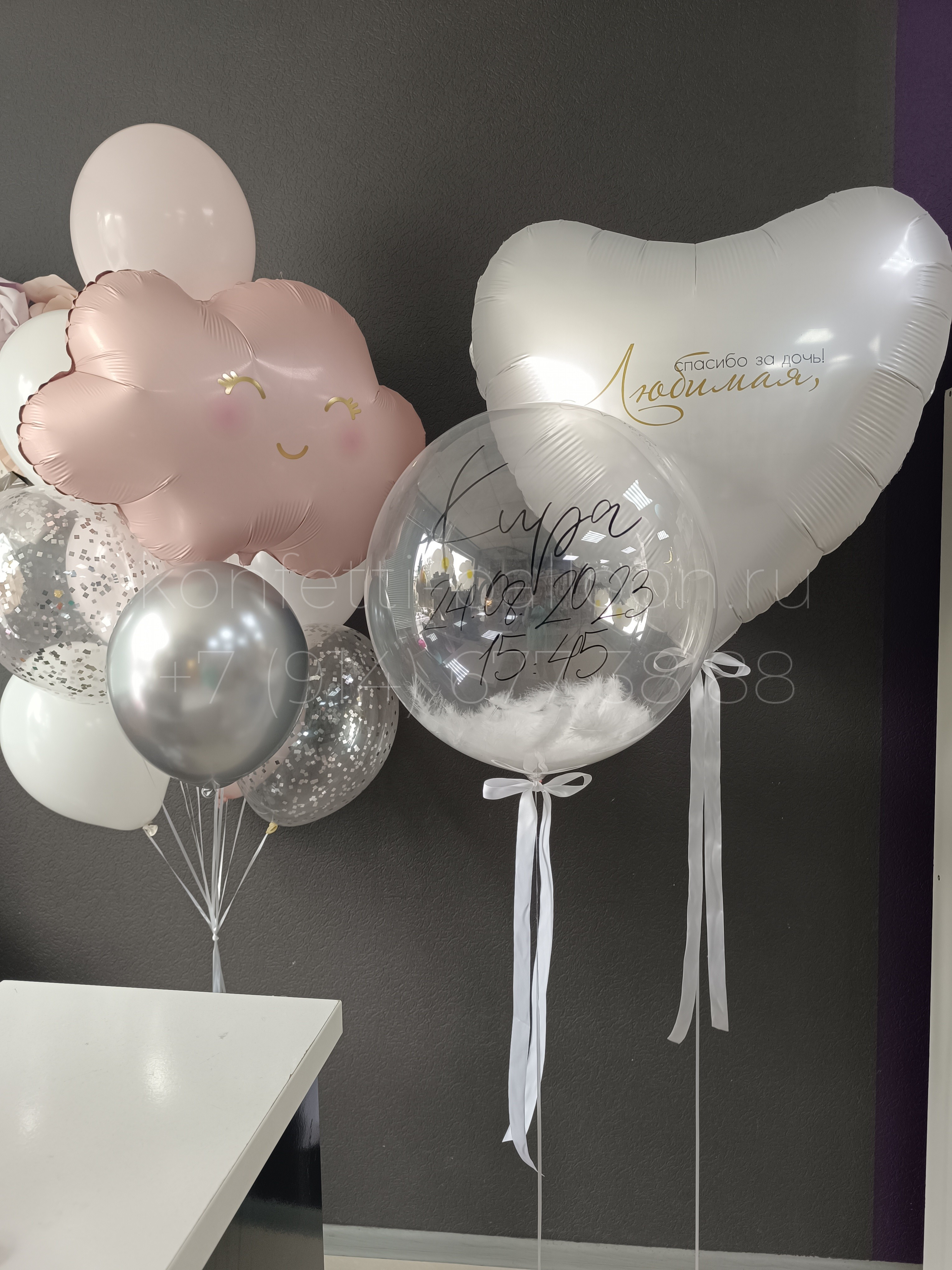 Композиция из гелиевых шаров на выписку из роддома — изображение 2