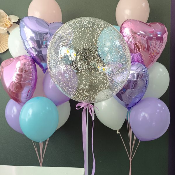 Композиция из гелиевых шаров с шаром Bubbles