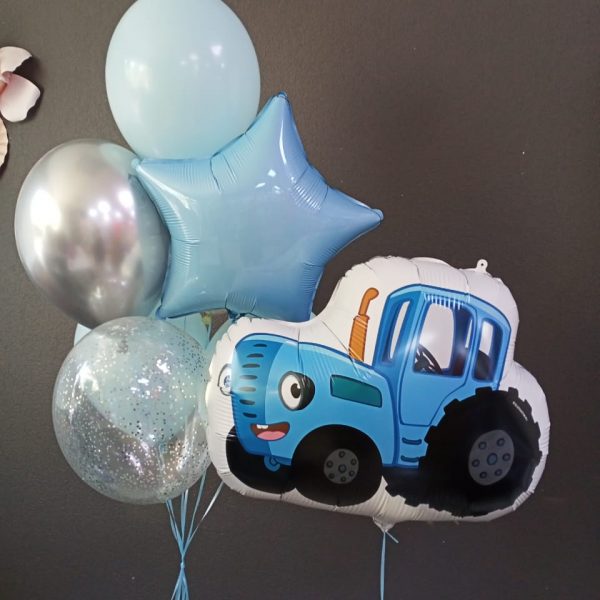 Композиция шаров Синий Трактор для мальчика