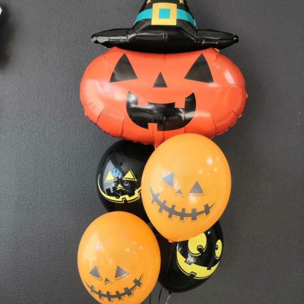 Композиция из гелиевых шаров с тыквой на Хэллоуин Hаlloween