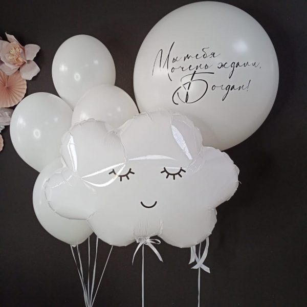 Композиция из гелиевых шаров на выписку из роддома