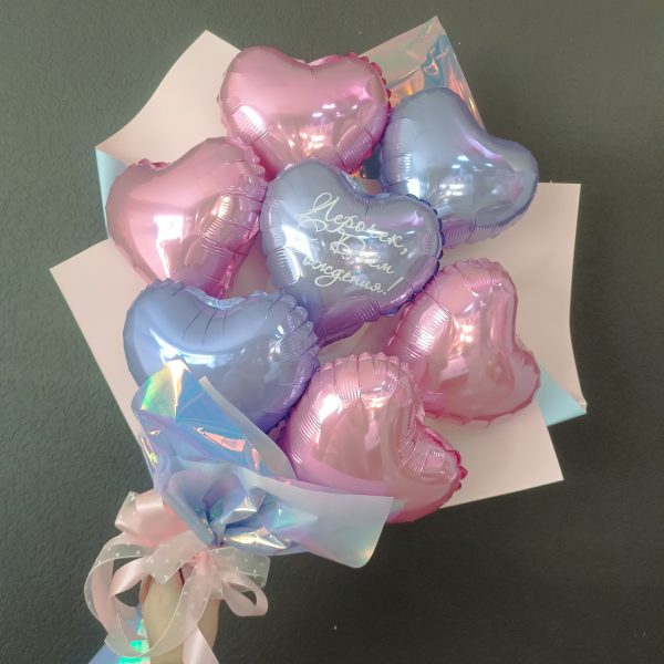 Крафтовый букет из фольгированных сердец мини размер S