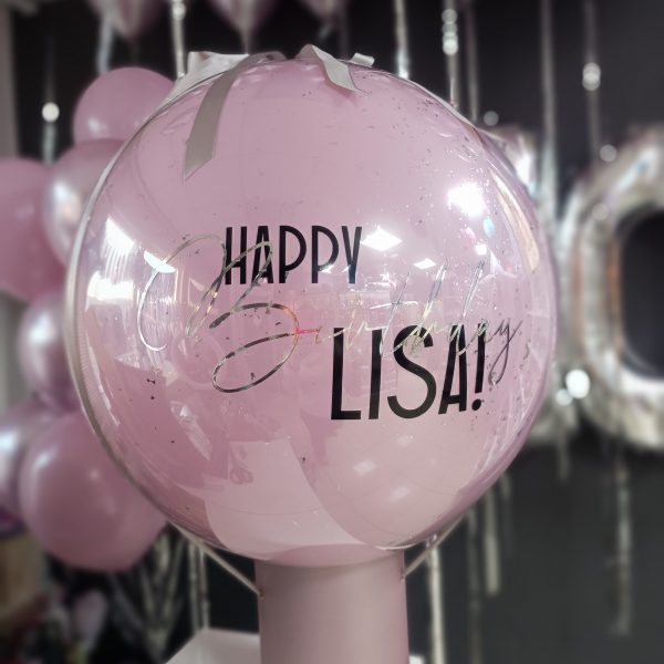 Баблобокс со стеклянным шаром гигантом и индивидуальной надписью