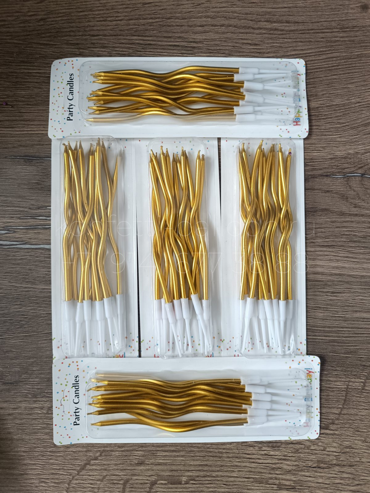 Набор свечей для торта спирали золото 12 шт