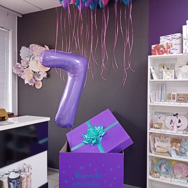 Коробка сюрприз с мини шарами на 7 лет для девочки