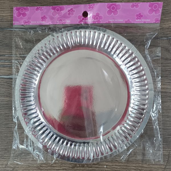 Тарелки серебро одноразовые 17 см