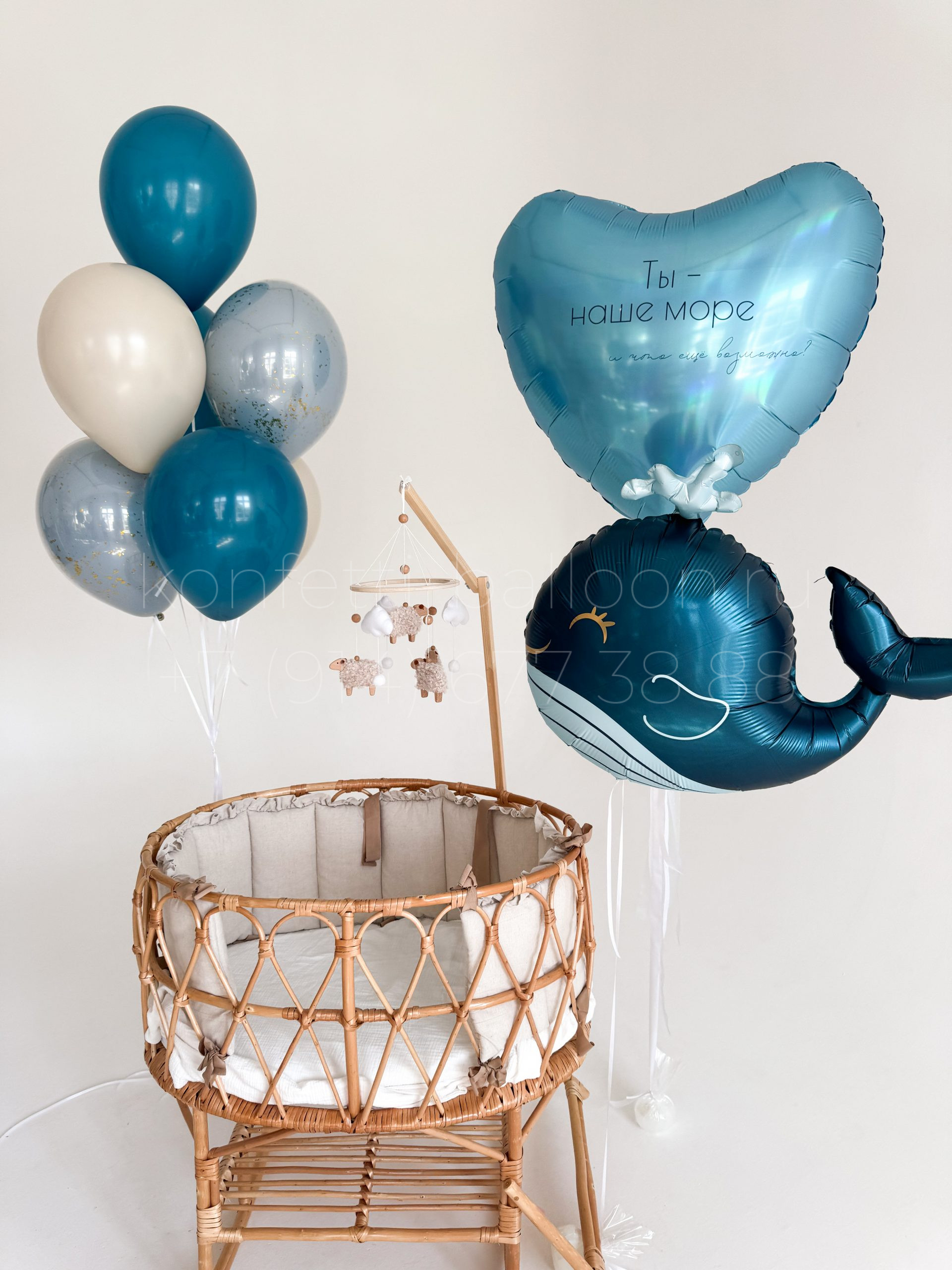 Композиция из гелиевых шаров на выписку из роддома — изображение 2