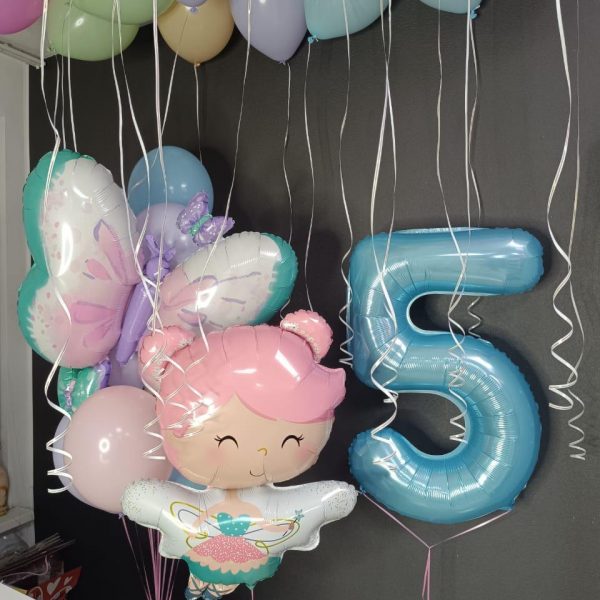 Композиция из гелиевых шаров на 5 лет для девочки