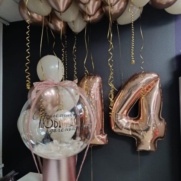 Композиция из гелиевых шаров с баблобоксом на 14 лет