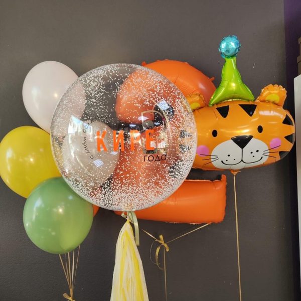 Композиция из гелиевых шаров на 2 года для девочки