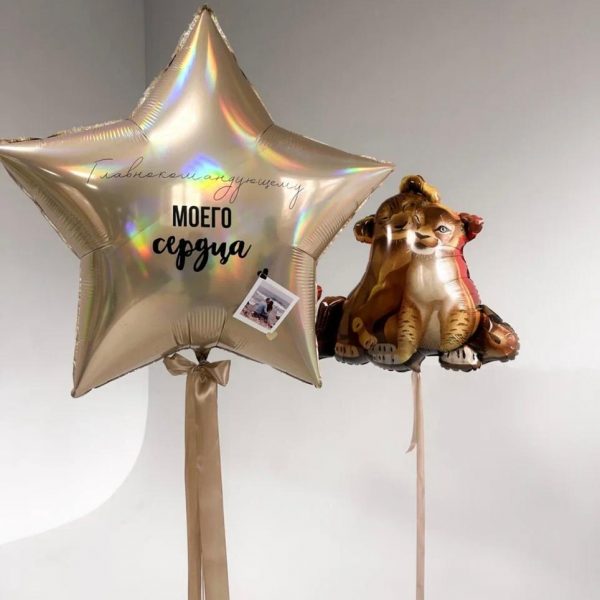 Композиция из гелиевых шаров со львятами для мужчины