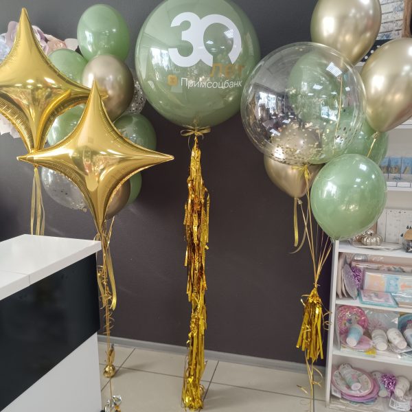 Композиция из гелиевых шаров на день рождения компании
