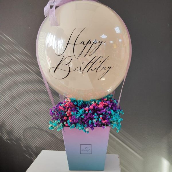 Бокс с гипсофилой и шаром со стеклянным эффектом