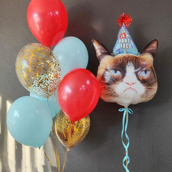 Композиция из гелиевых шаров с котом для мальчика