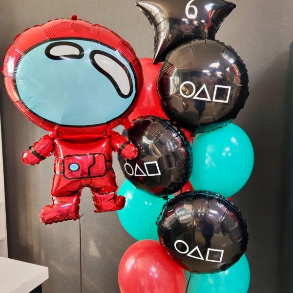 Композиция из гелиевых шаров игра в кальмара на 6 лет