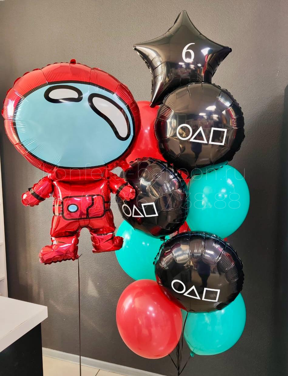 Композиция из гелиевых шаров игра в кальмара на 6 лет