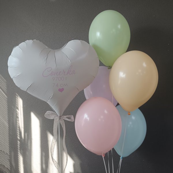 Композиция из гелиевых шаров на выписку из роддома