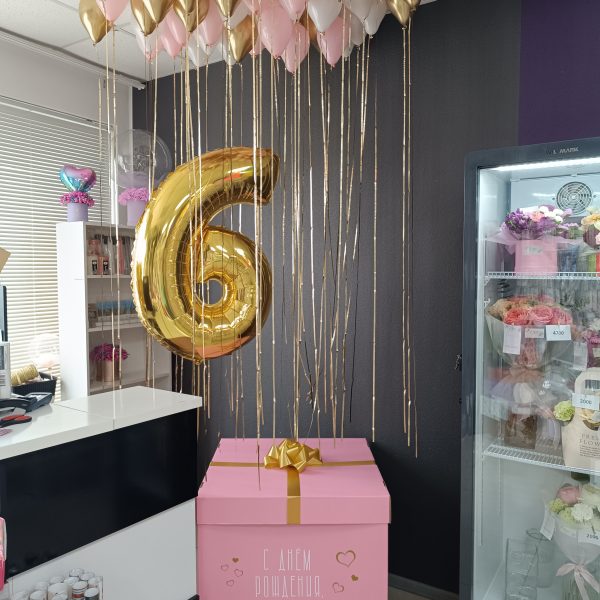 Коробка сюрприз с мини шарами для девочки на 6 лет