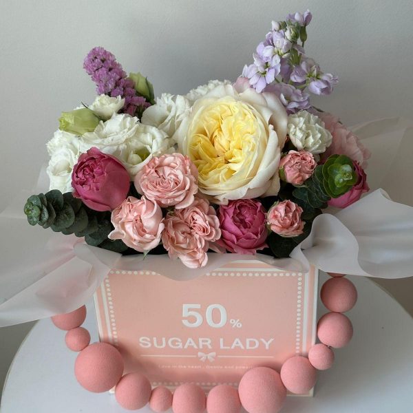 Бокс с миксом цветов в коробочке