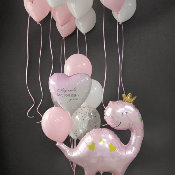 Композиция из гелиевых шаров на выписку из роддома