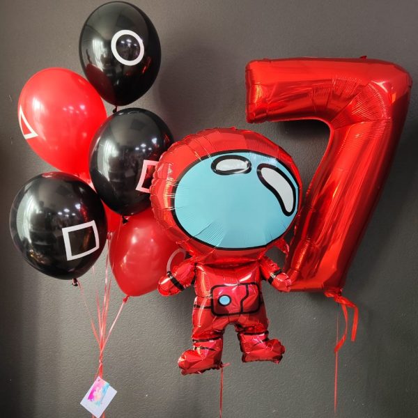 Композиция из гелиевых шаров игра в кальмара на 7 лет