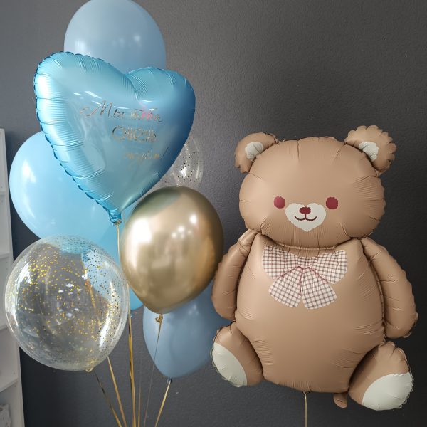 Композиция из гелиевых на выписку из роддома