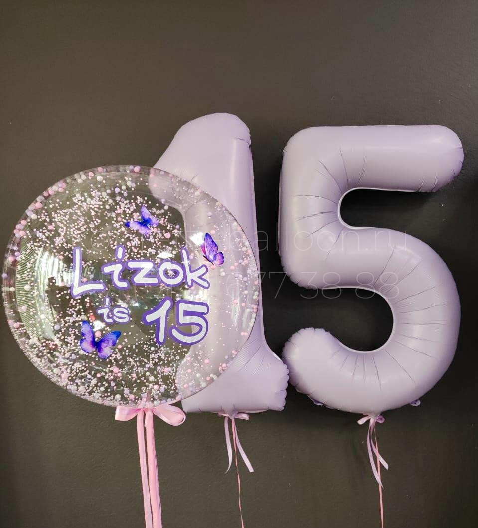 Композиция из гелиевых шаров на 15 лет для девочки