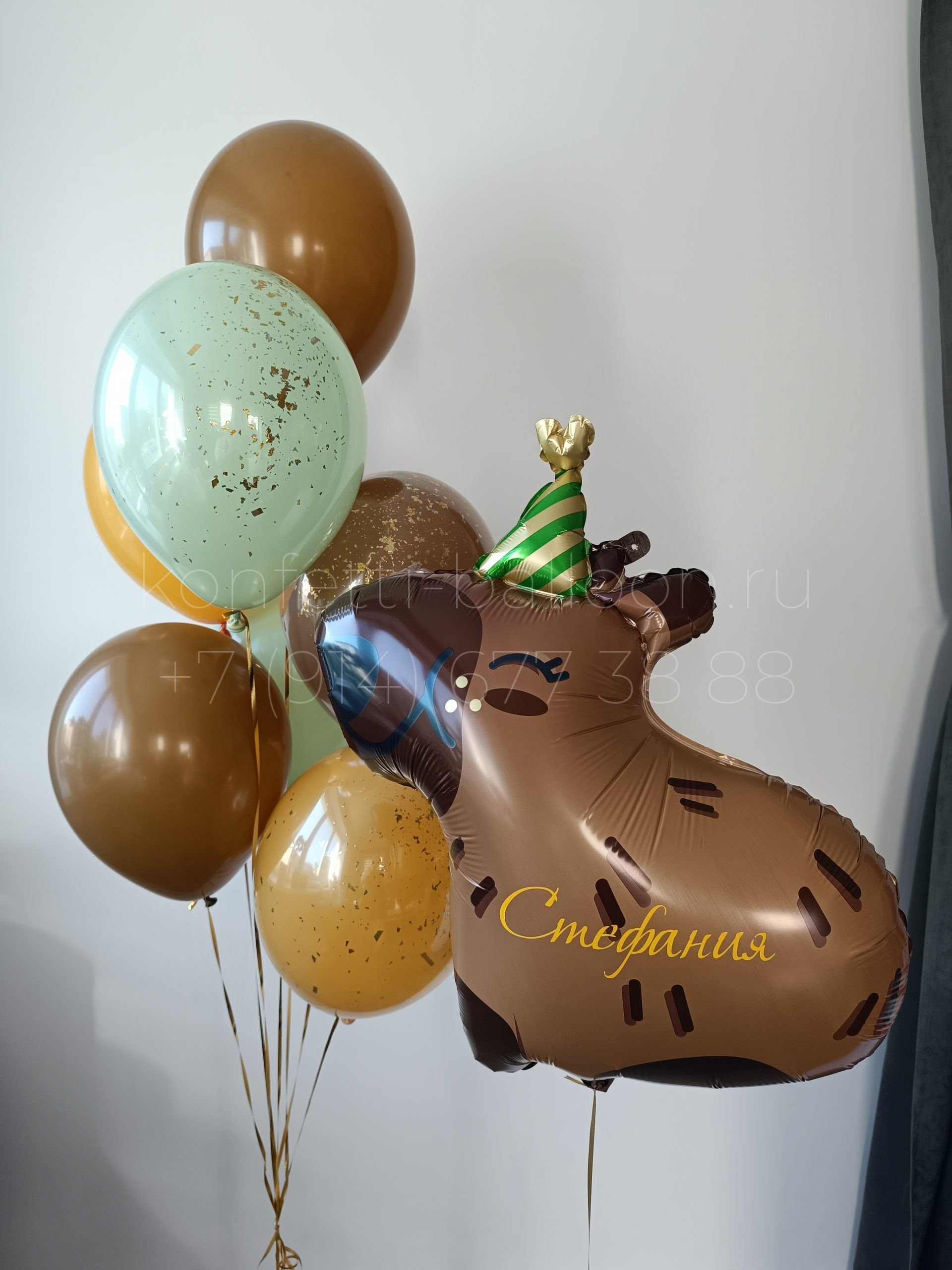 Композиция из гелиевых шаров для девочки с капибарой
