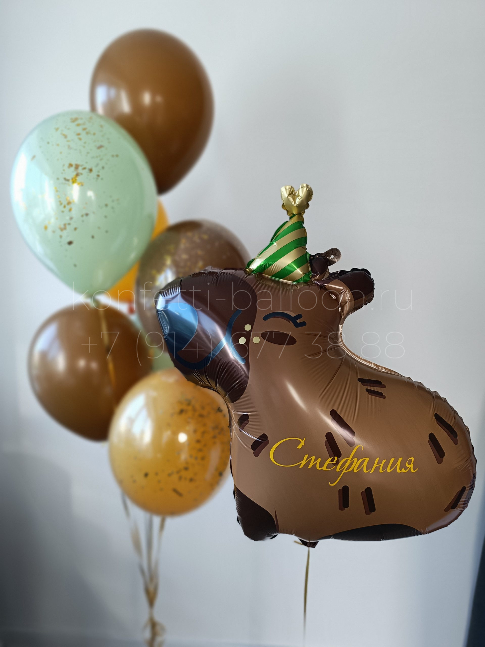Композиция из гелиевых шаров для девочки с капибарой