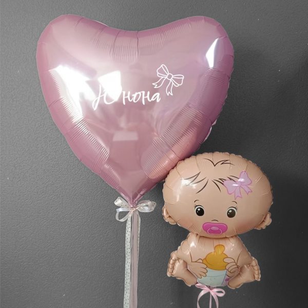 Композиция из гелиевых шаров на выписку из роддома