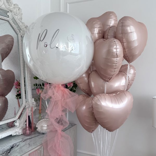Композиция из гелиевых шаров на девичник с сердцами