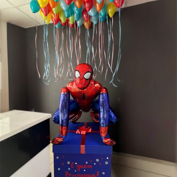 Коробка сюрприз с мини шарами Человек паук для мальчика