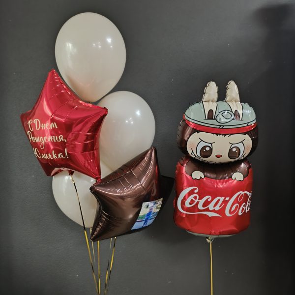 Композиция из гелиевых шаров Лабубу для девочки