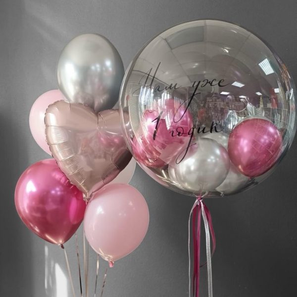Композиция из гелиевых шаров на 1 годик для девочки